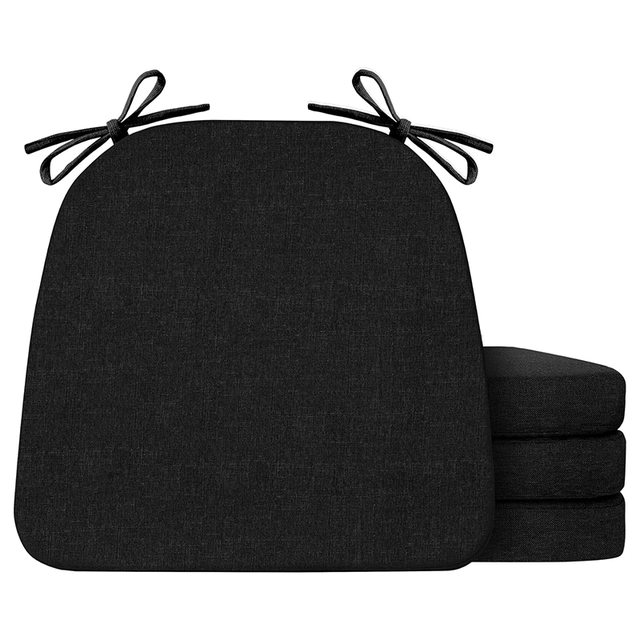 Juego de 4 cojines para sillas de comedor, cojines antideslizantes para sillas de cocina, 41 x 44 cm, color negro.