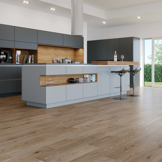 PARQUET EN FRENE MASSIF - EP.14MM - LARGEUR 127 - COULEUR ARGILE - CERTIFIE PEFC