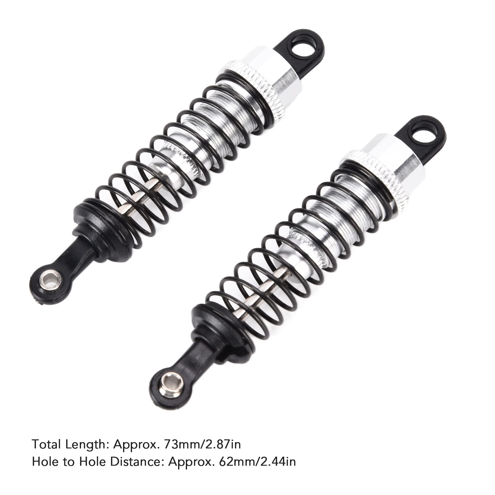 Ammortizzatore per auto RC 2 pezzi 1/16 anteriore posteriore 73 mm lunghezza modello in lega di alluminio ammortizzatore per camion (argento) - 6