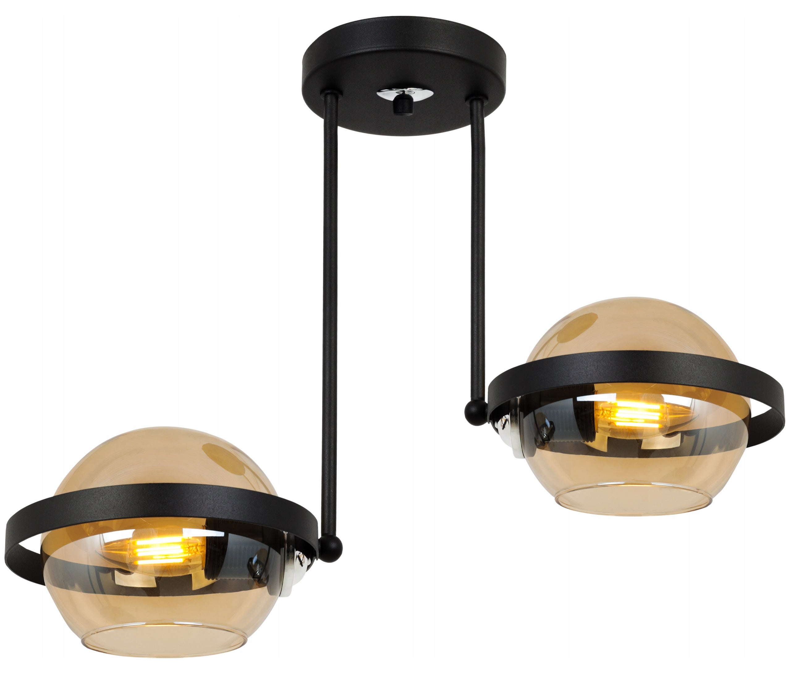 Lampa sufitowa wisząca LED modern 2xE27 klosz okrągły czarny/miodowy Light Home LH - 9