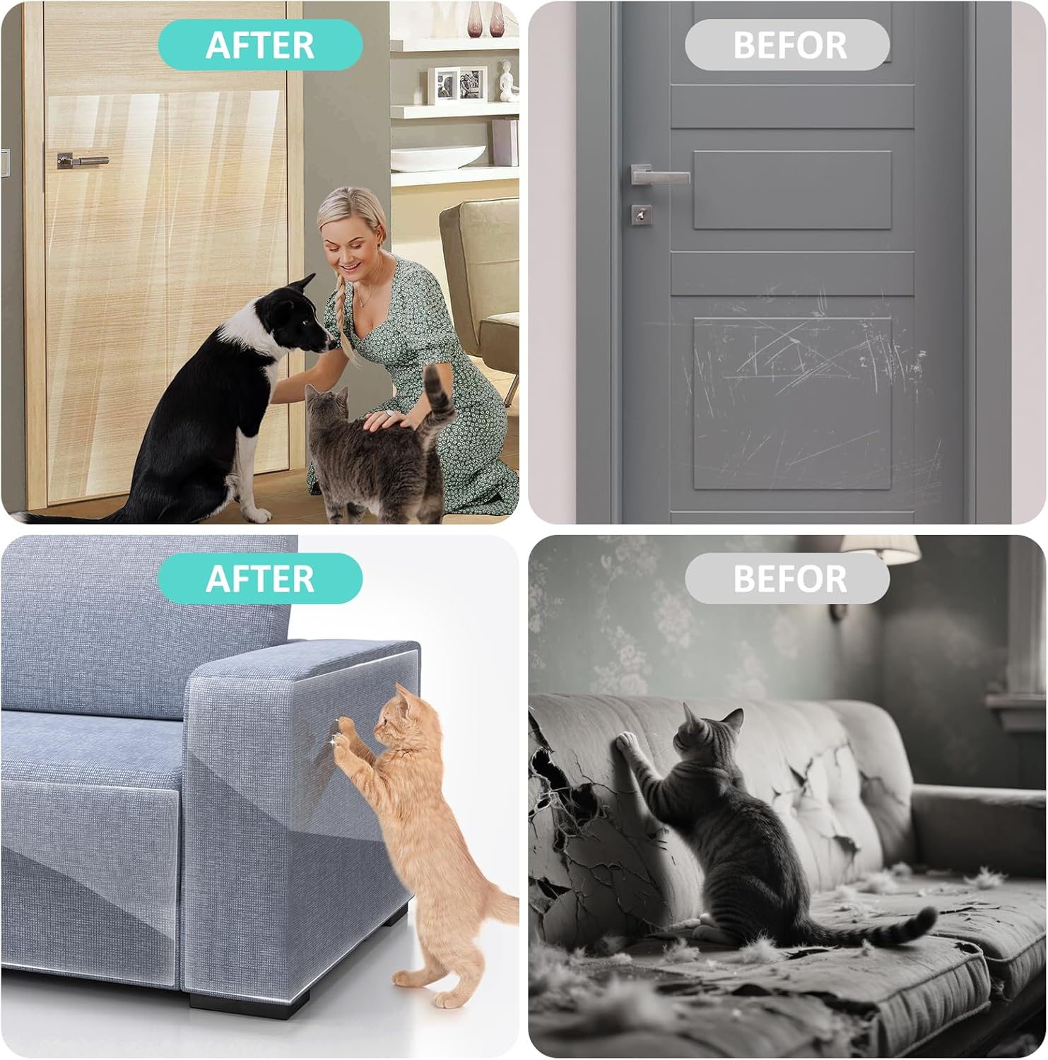 500 cm x 45 cm Protège-Porte Contre Les éraflures de Chien - Protecteur de Meuble Contre Les éraflures de Chat de , Protecteur de Porte pour Chien - 6