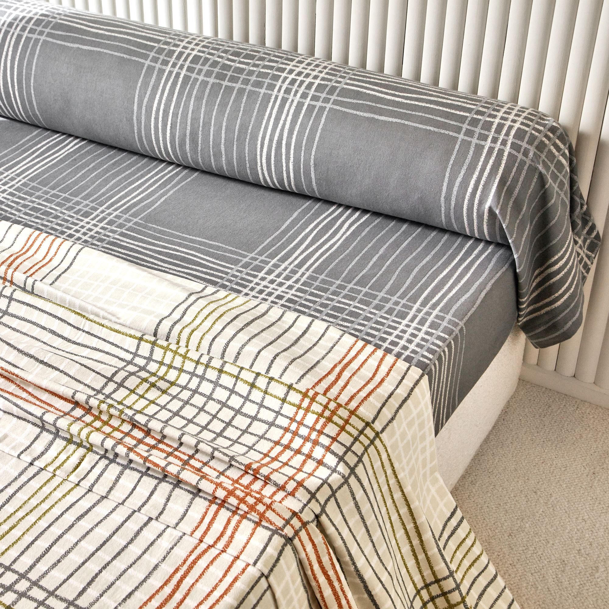 Drap-housse NOA 160x200x28 gris en coton - 5