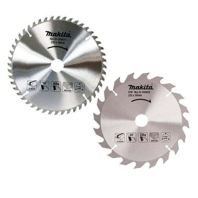Lot de 2 lames carbure bois standard Ø235mm - MAKITA D-20068