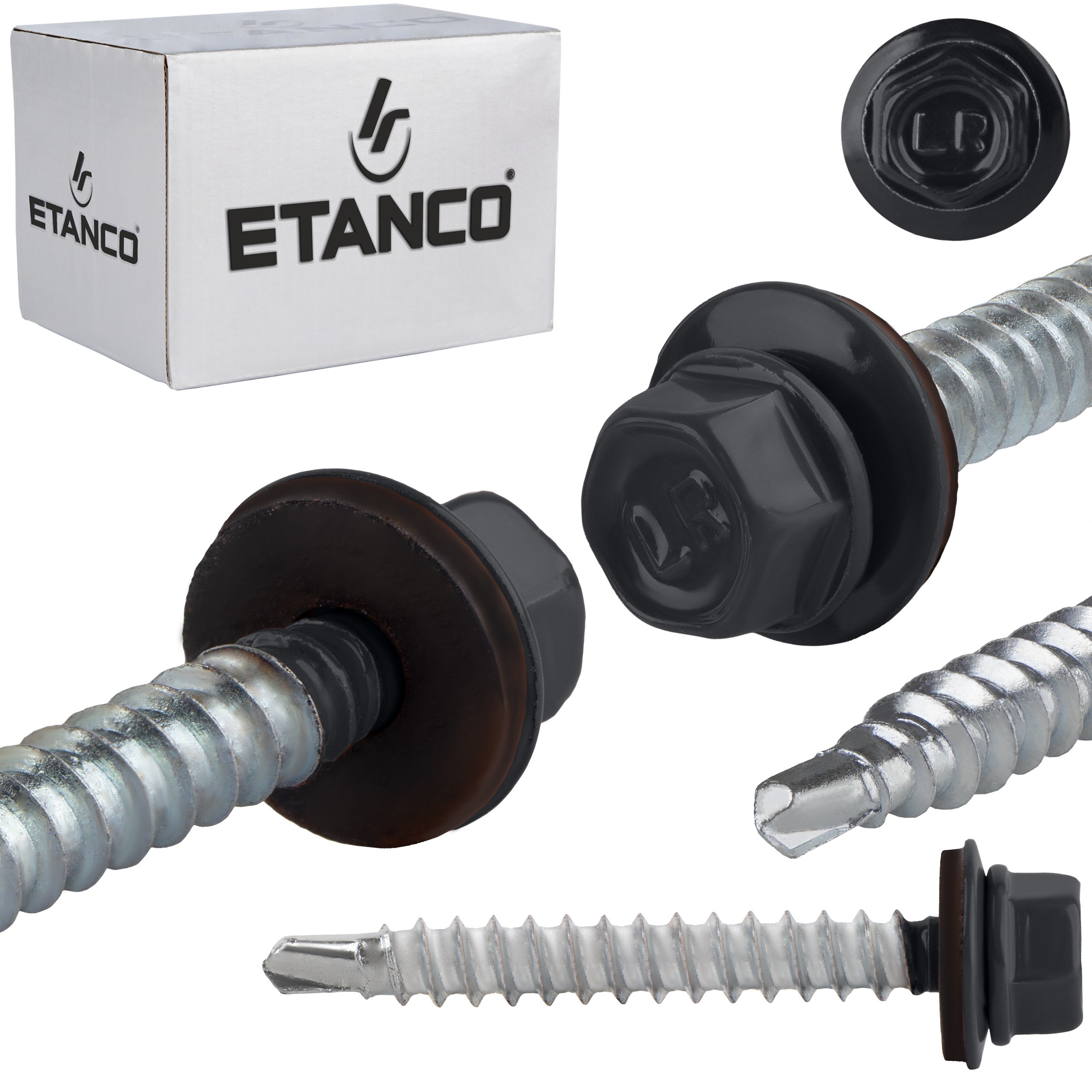 Wkręty farmerskie Etanco GTF HD Z16 6,4x50 mm RAL 7016 samowiercące 100szt