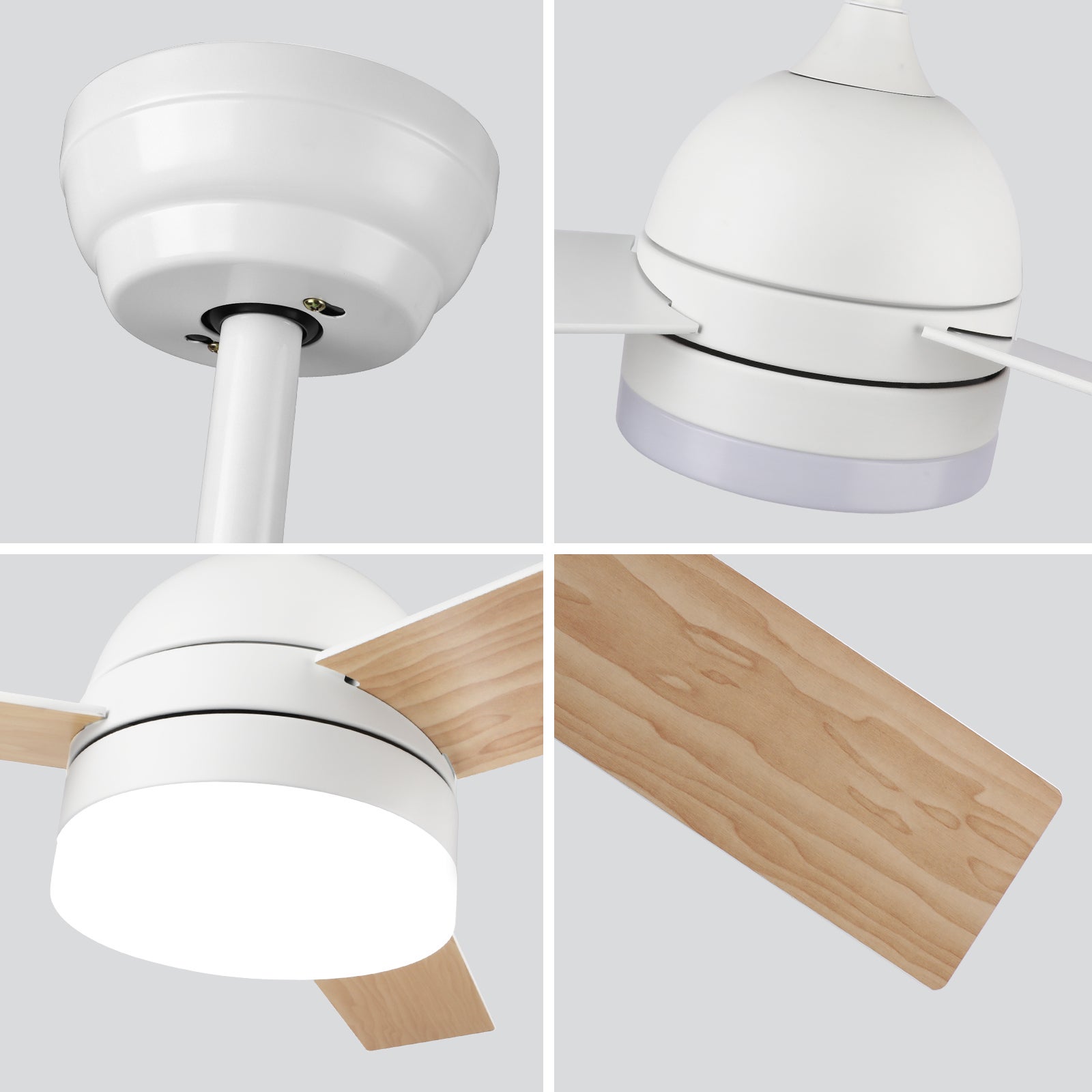 Ventilateur de Plafond Blanc LED 3 Températures CCT IP20, Plafonnier Ventilo Moteur DC avec Ajustement d'Éclairage LOVHAUS - 3
