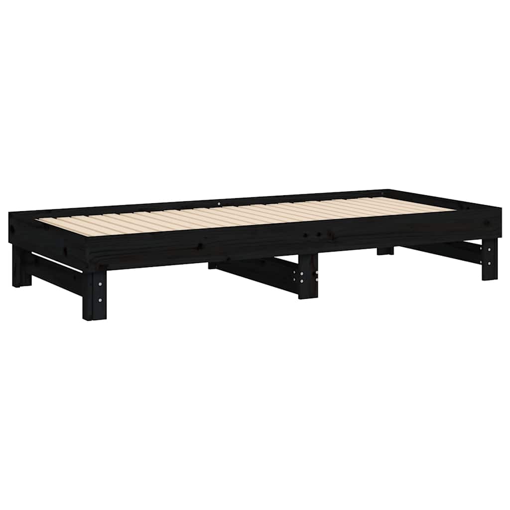 vidaXL Lit coulissant sans matelas noir 2x(80x200)cm - 7