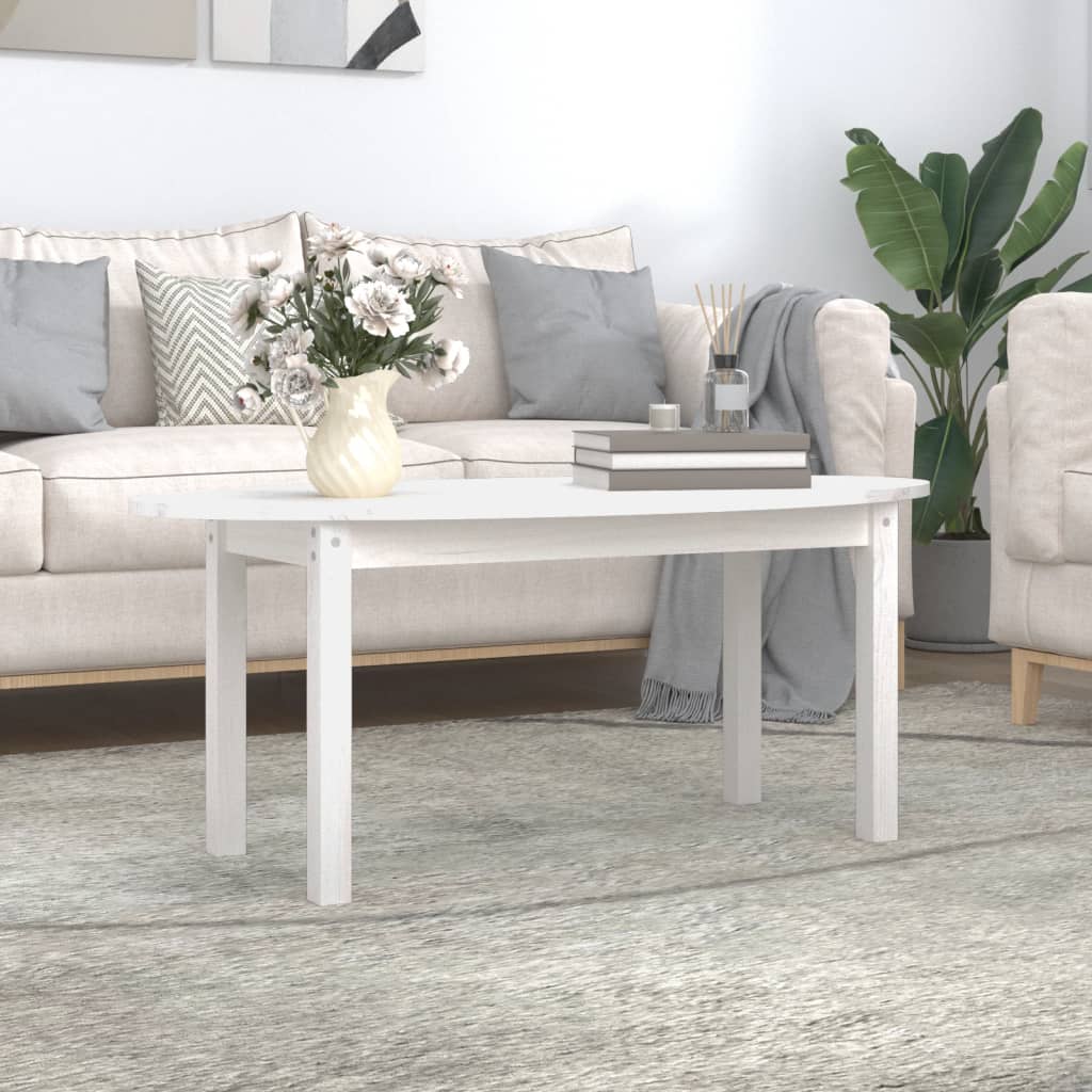 Table Basse Furinno Beginning Design Minimaliste - Blanc 90x49x39 Cm - 30 Kg Charge Max