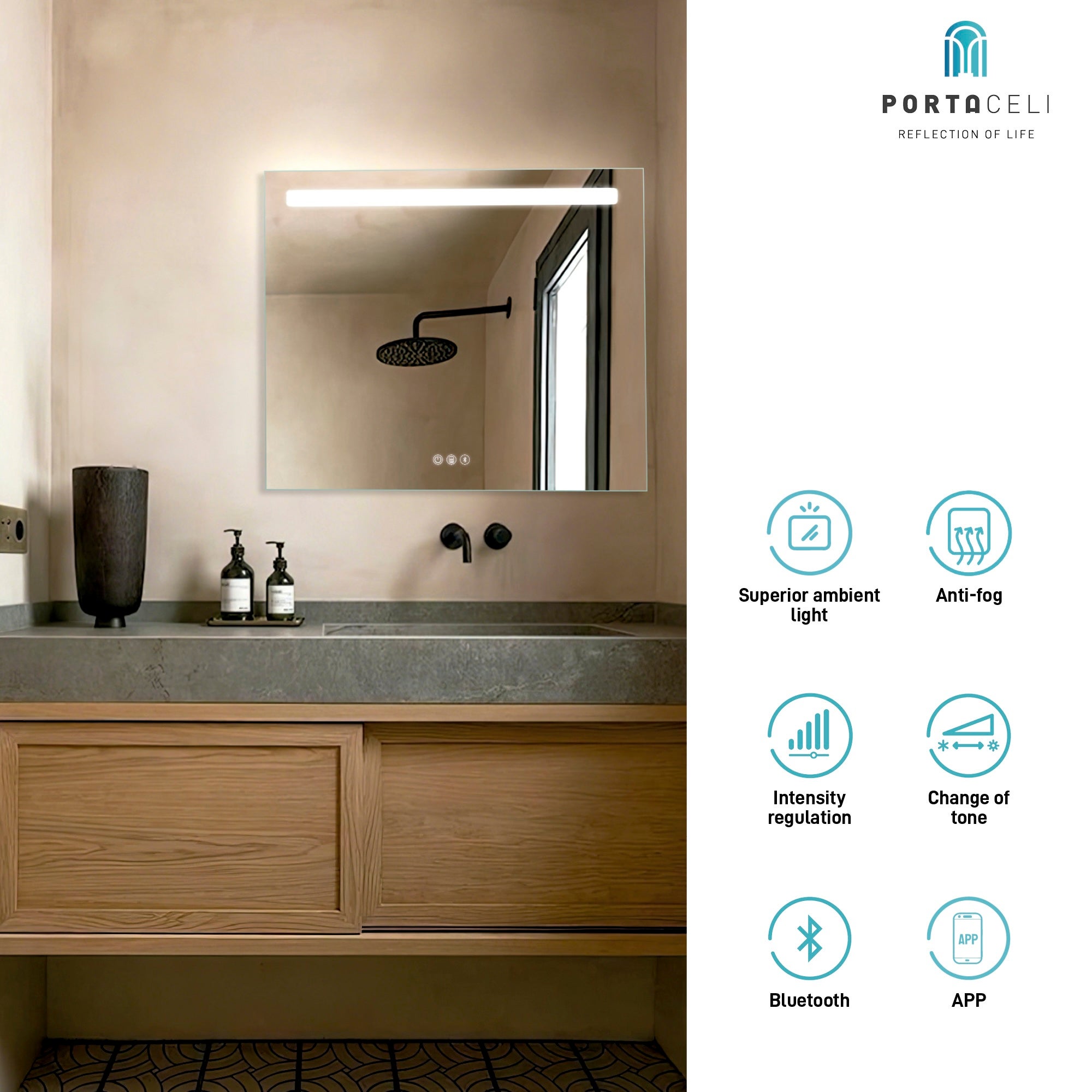 Miroir de salle de bain Basic Connect 120x80, App, Anti-Buée et Bluetooth - 2