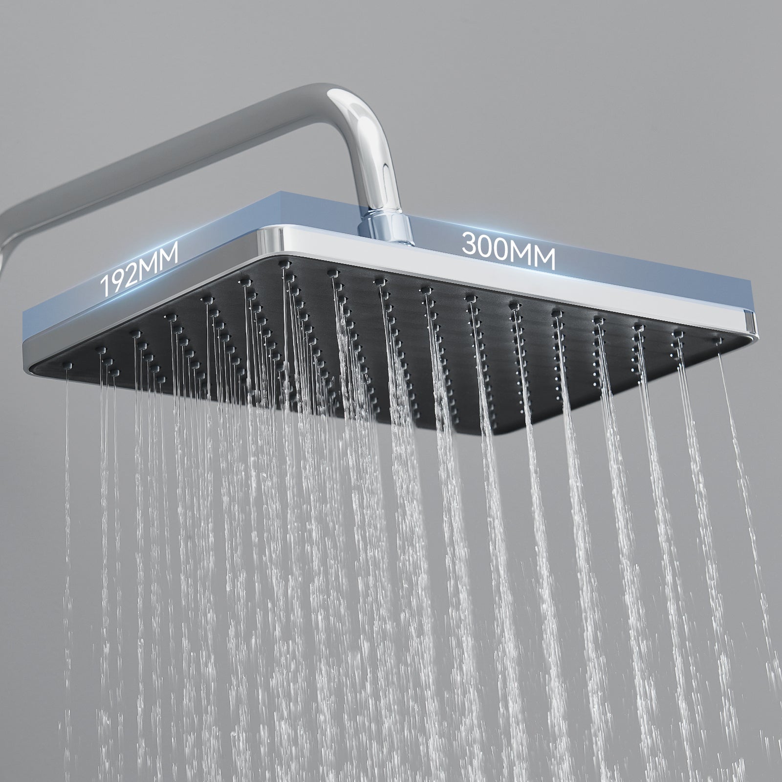 Colonne de douche thermostatique 38°C chromée avec tablette en verre trempé, douche pluie 12 pouces,douchette 3 jets, réglable en hauteur - 3