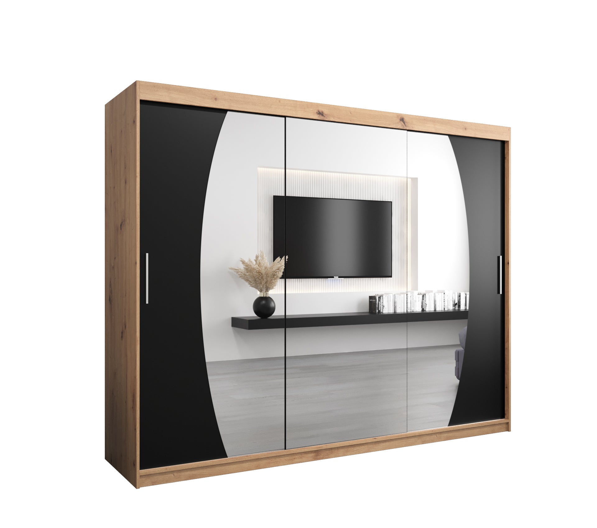 Szafa przesuwna garderoba ELYPSE 250 x 62 x 200 cm Artisan + Czarny - Abiks Meble