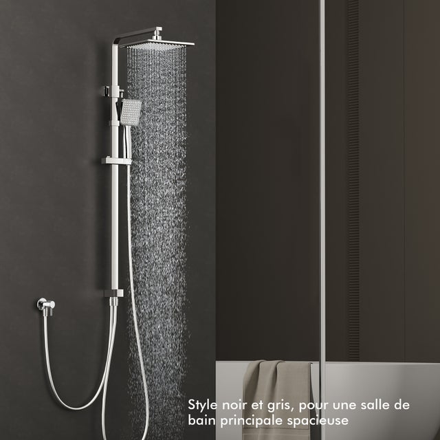 Colonna Doccia Sistema Doccia con Set Doccetta Kit Doccia senza Miscelatore in Acciaio Inox Regolabile in Altezza, Cromato