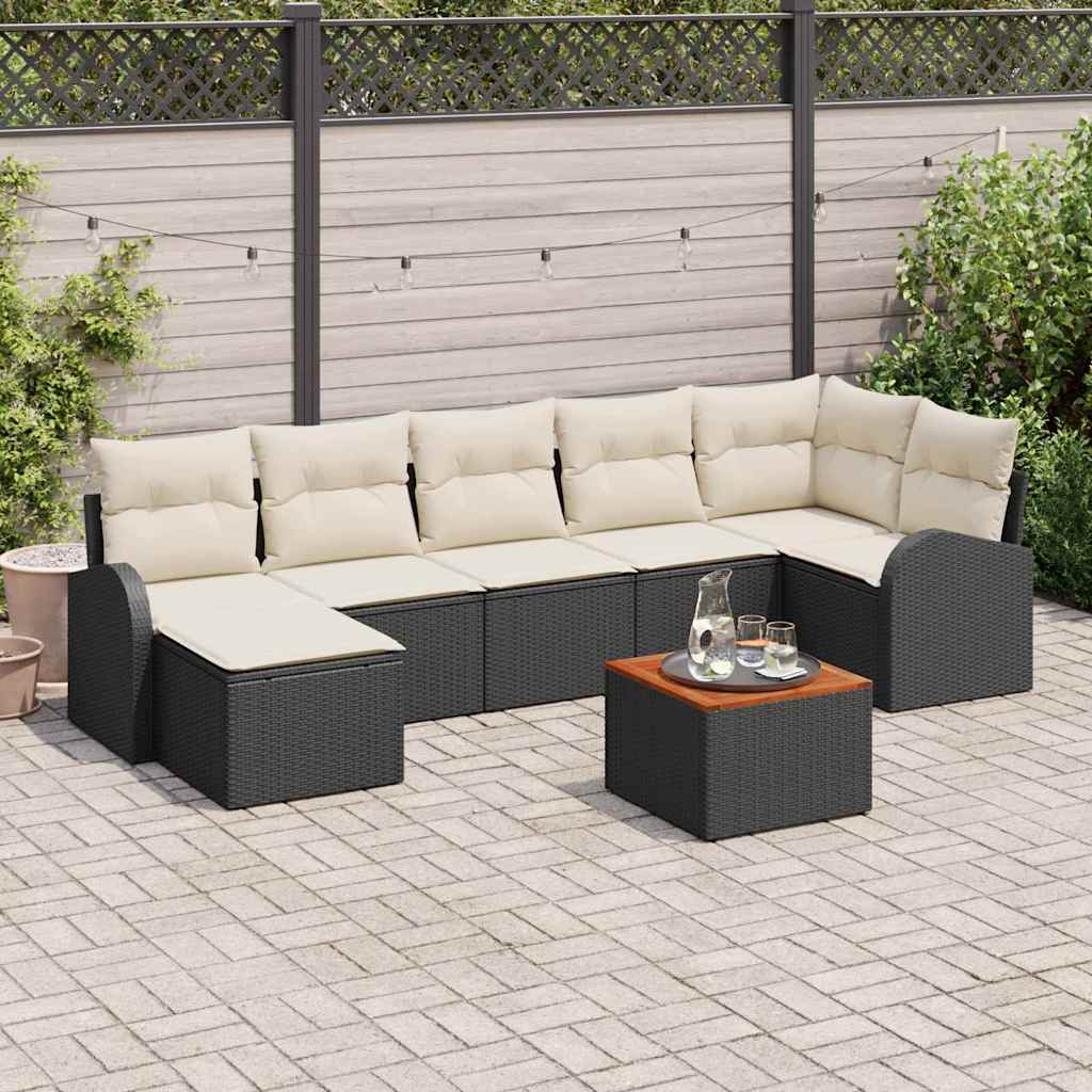 Zestaw Sof na Ogród z poduszką 8 pcs Czarny polirattan vidaXL