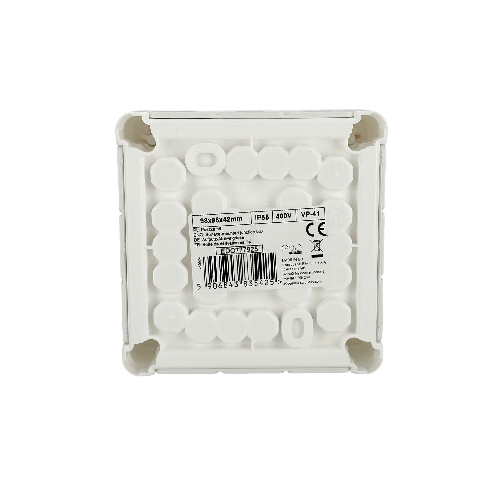 Boîte dérivation étanche en saillie IP55 98x98x42mm 12 entrées vis blanc EDO 10 pièces - 4