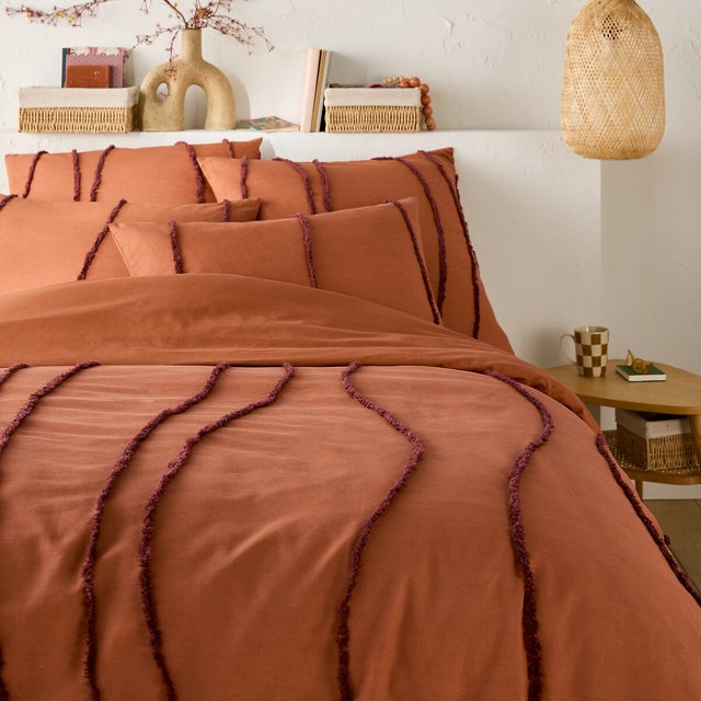 Housse de couette coton tufté, Mansur - Caramel - 240 x 220 cm