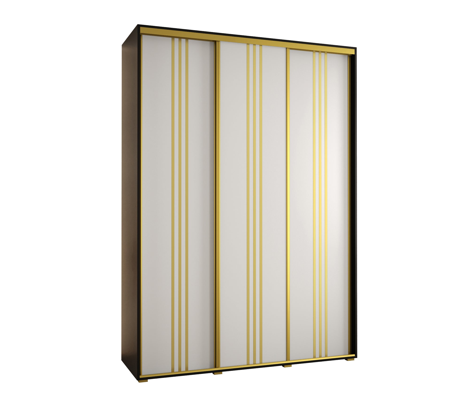 Szafa przesuwna wysoka Davos 6 180 x 45 x 235,2 cm czarny + biały + u. złoty - Abiks Meble