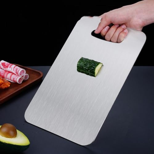 Planche à découper double face en titane pur pour couper les légumes et la viande, argent, taille mini, 1,5 mm x 24 x 15 cm - 8