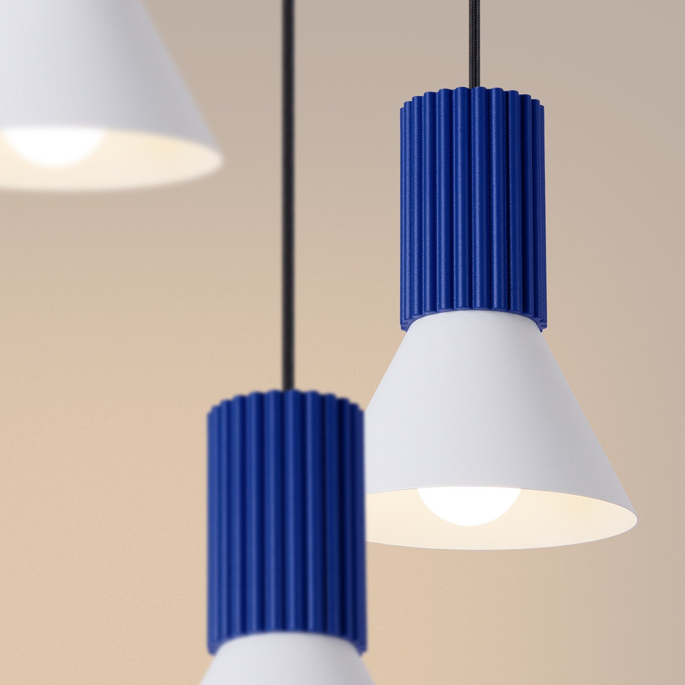 Lampa sufitowa ryflowana ESTRIA ultramaryna 3xE14x15W metal wym:120x30x30cm IP20 Sollux Lighting - 5