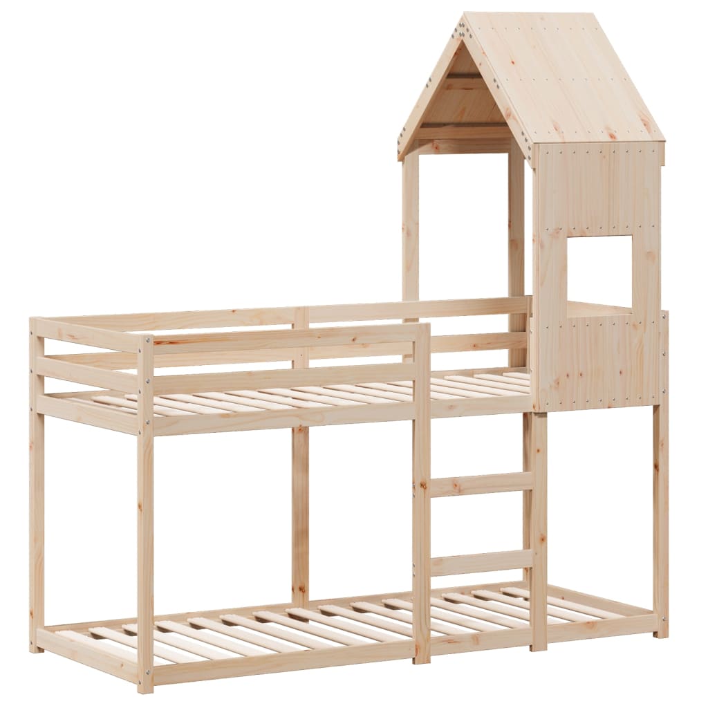 Lit superposé avec toit 90x190 cm bois massif de pin - 3