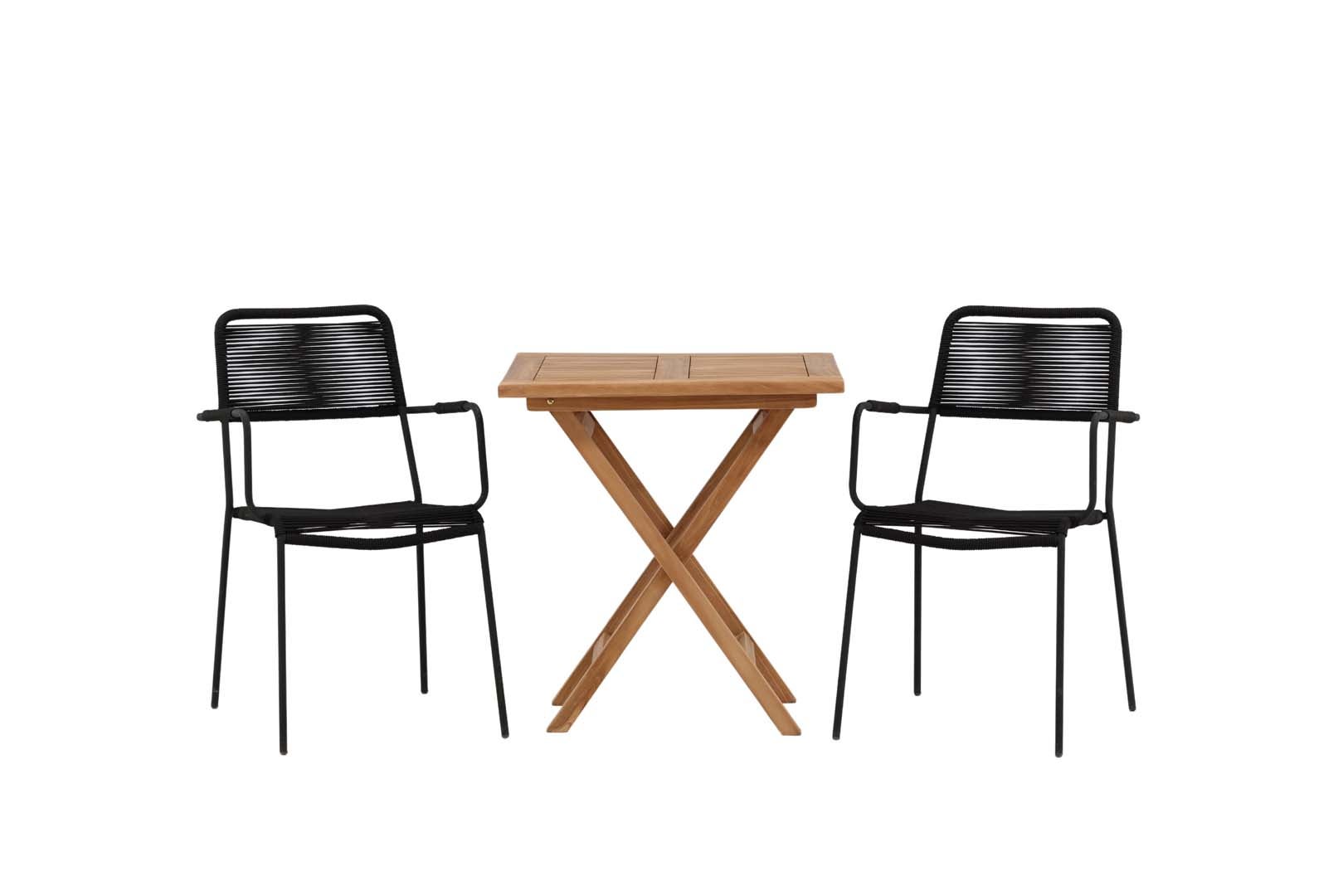Kenya zestaw ogrodowy stół, 2 krzesła&nbsp;naturalny,czarny.