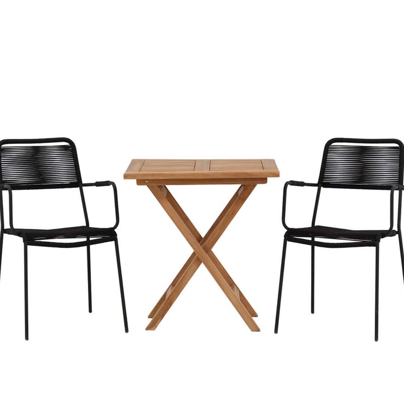 Kenya zestaw ogrodowy stół, 2 krzesła naturalny,czarny.