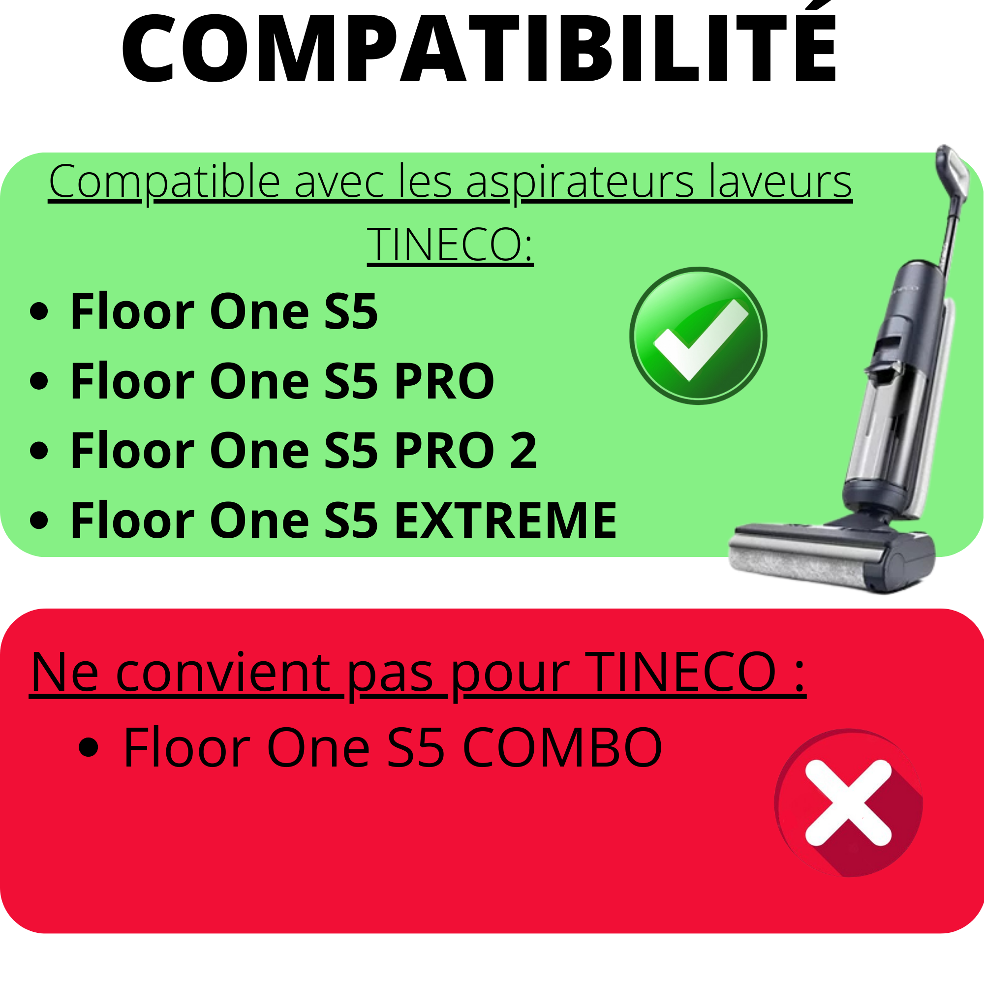 Pack accessoires pour Tineco Floor One S5 / Floor One S5 PRO / Floor One S5 PRO 2 / Floor One S5 EXTREME - Rouleau Brosse [Lot 2] Filtre [Lot 2] - 2