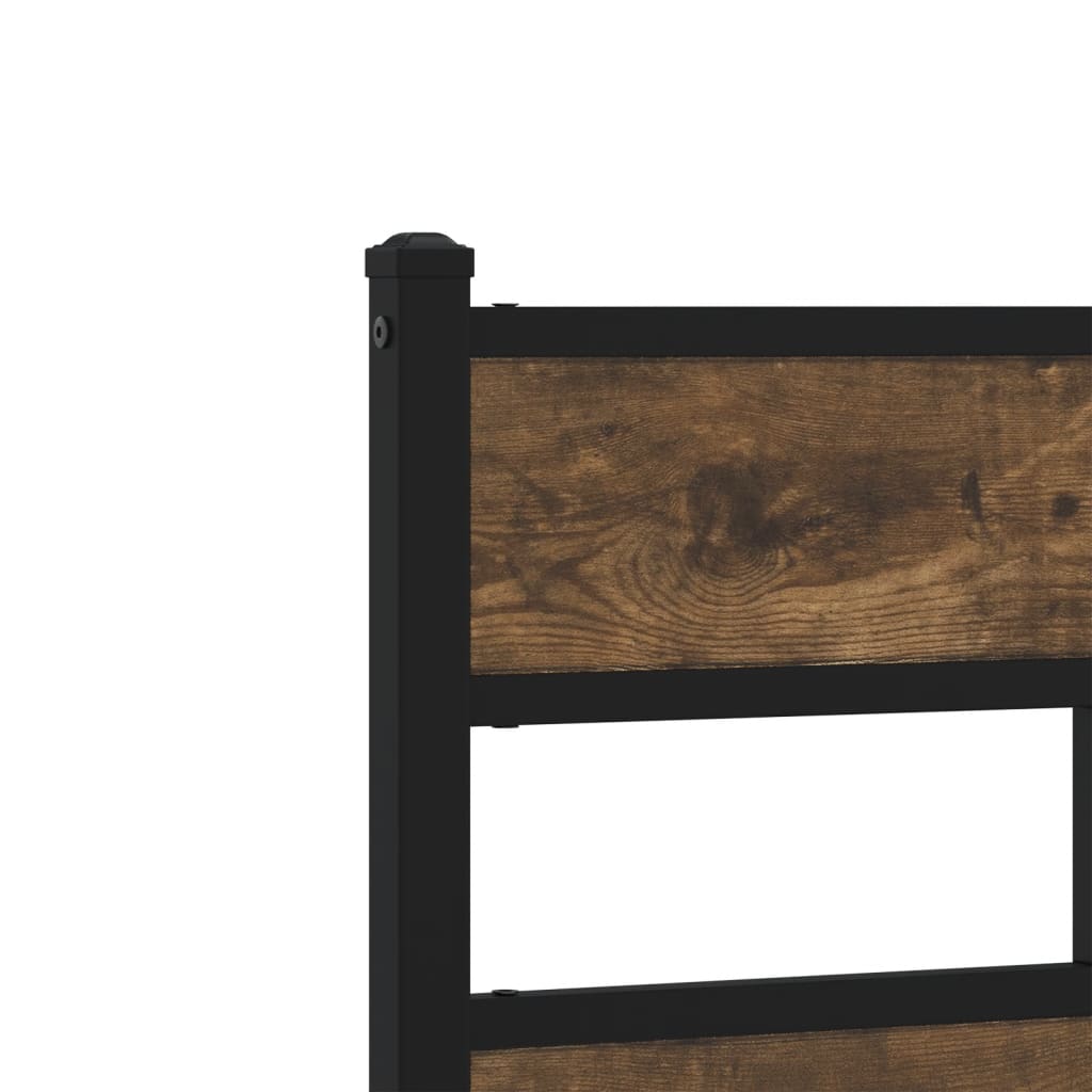 Cadre de lit en métal sans matelas chêne fumé 160 x 200 cm - 7