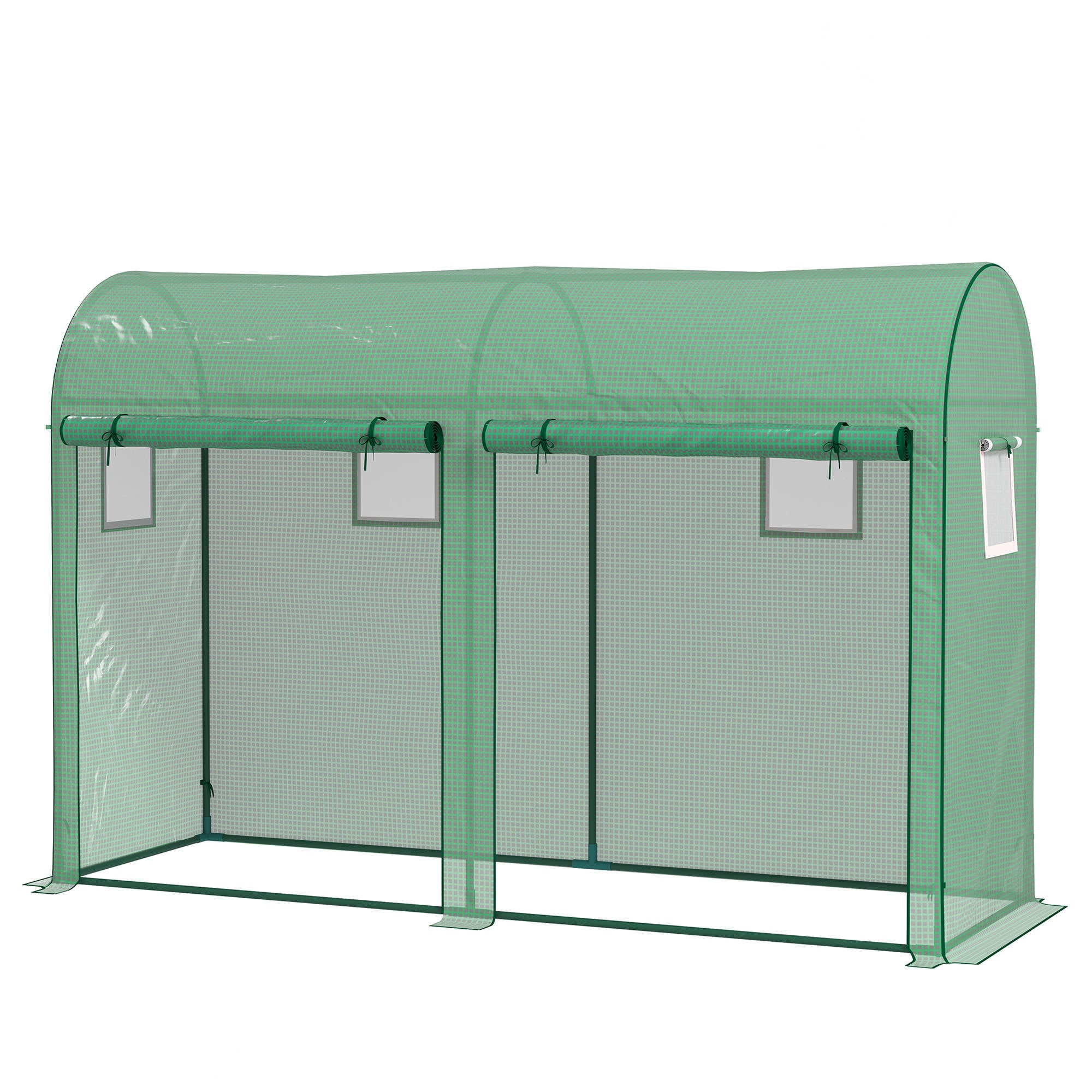 Serre de jardin 3 m² en PE,serre d'extérieur avec bâche renforcée 140 g/m² Anti-UV,2 portes zippées déroulantes et 4 fenêtres enroulables,3 x 1 x 2 m - 2