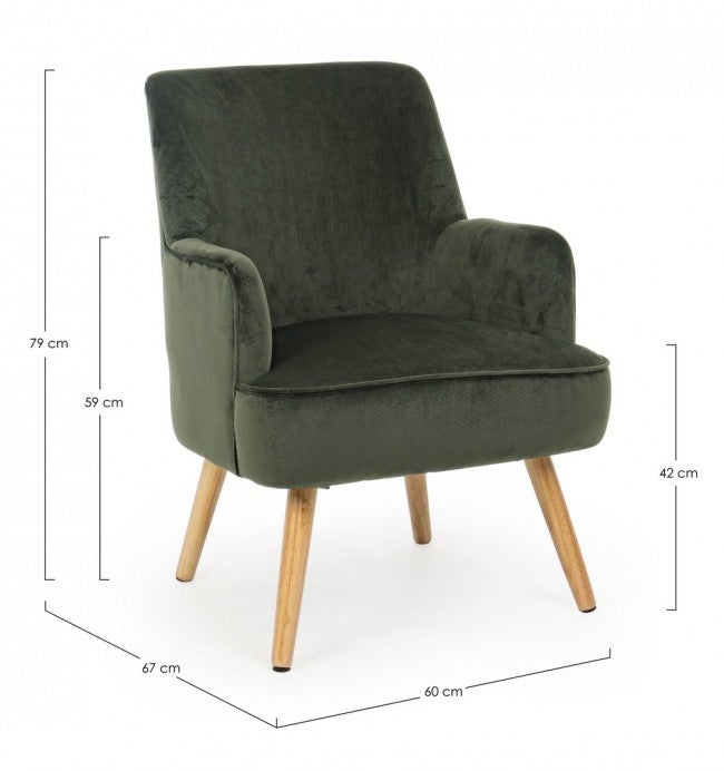 Fauteuil de salon vintage en velours vert foncé ADELINE 60x67x h79 cm - 5