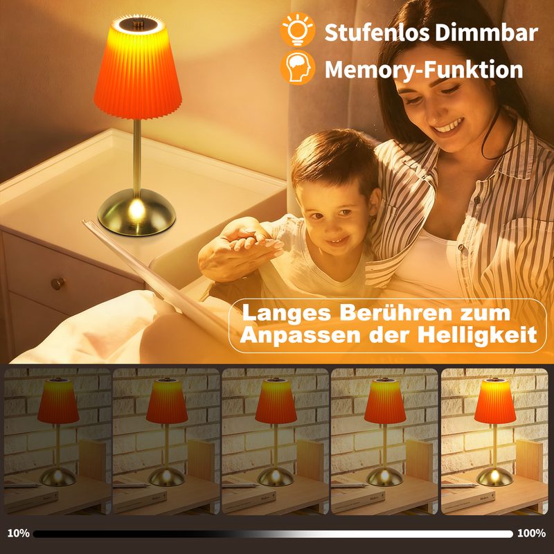 Nettlife Lampada da Tavolo Senza Fili Set di 2 - Lampada Comodino Touch Dimmerabile, 3 Colori, Paralume Tessuto, USB Ricaricabile - 5