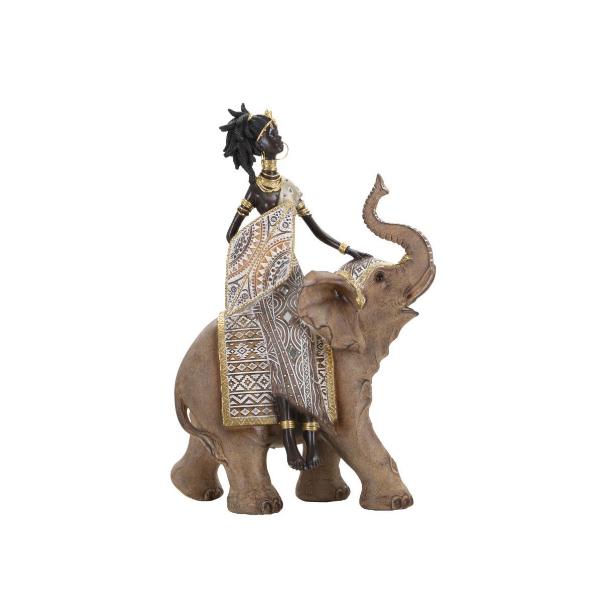 Figurka Dekoracyjna mauro-ferretti Kobieta Indiańska na Słoniu Styl Tribal 22,5x12x32,5 cm