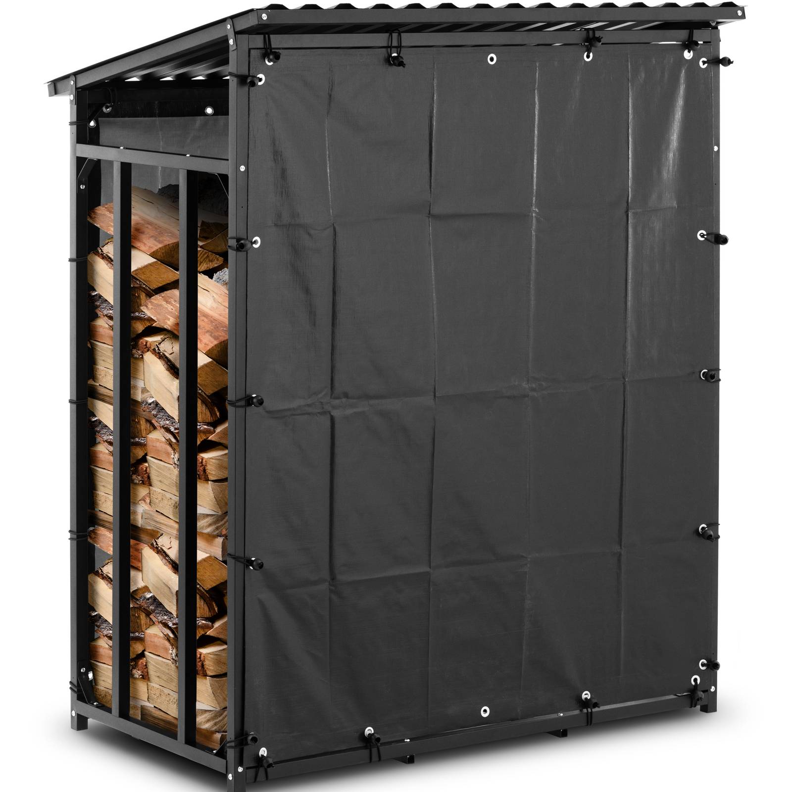 Abri Pour Bois De Cheminée 120x45x100 Cm - Acier Galvanisé Marron Clair, Étagère Robuste Intérieur Extérieur