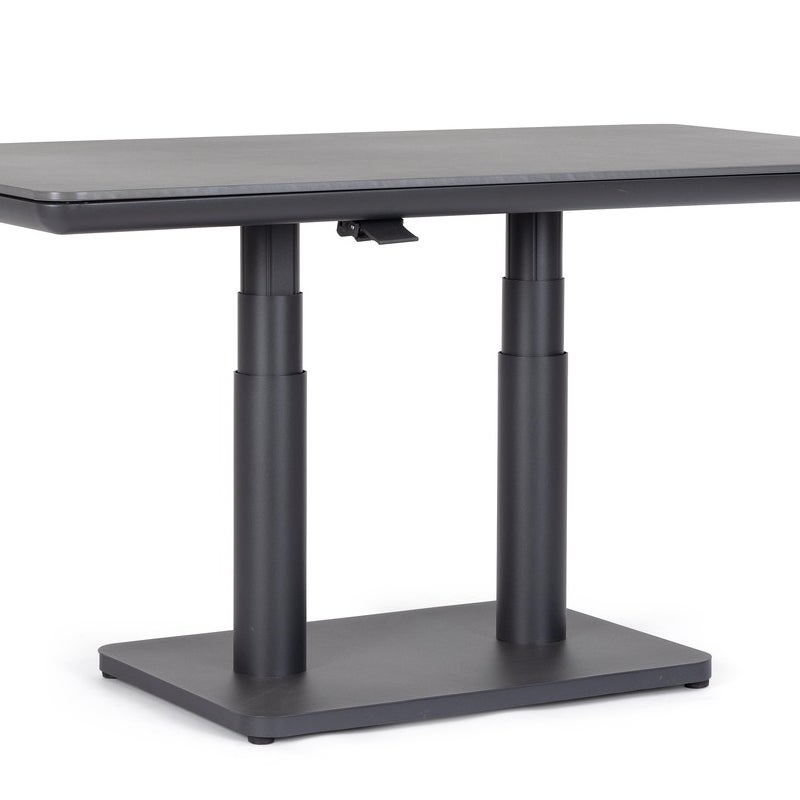 Stół "Miguel" 140x80x51/72 cm z regulacją wysokości, wykonany z aluminium i spiekanego kamienia, antracyt