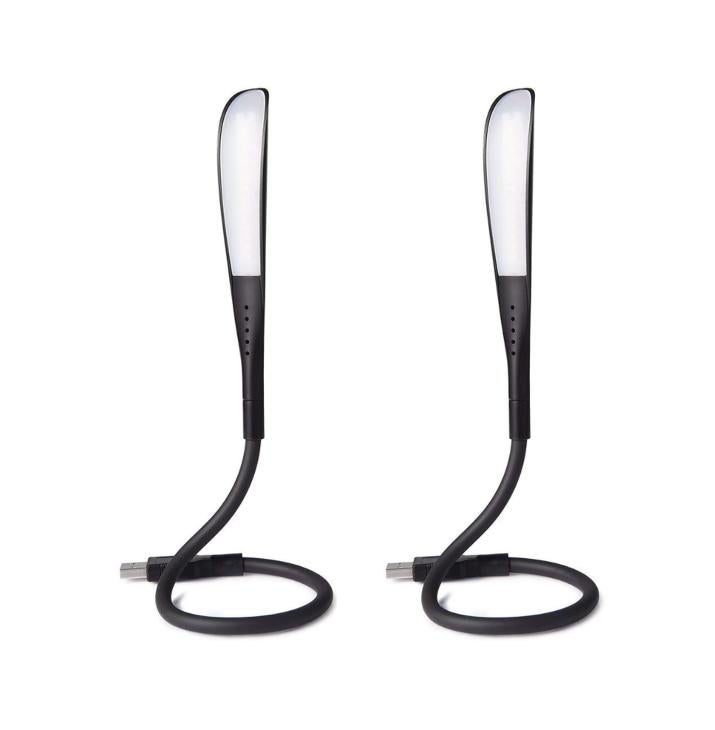 2-częściowa ściemnialna lampa do czytania USB z 3 poziomami jasności i przełącznikiem dotykowym do laptopa/komputera stacjonarnego