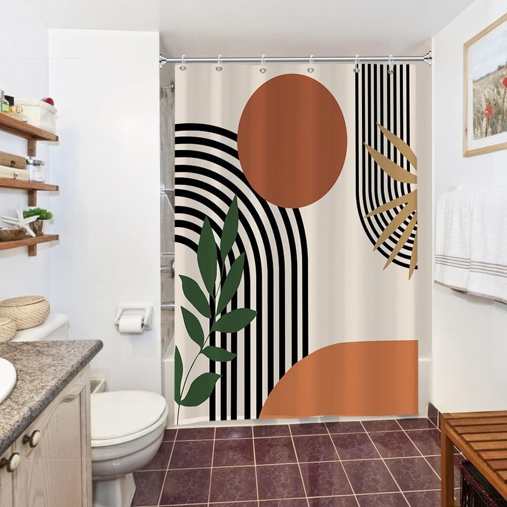 Zasłona prysznicowa, zasłona prysznicowa anty-pleśniowa 150x180cm, zasłona prysznicowa w stylu boho, wodoodporna, z 12 haczykami