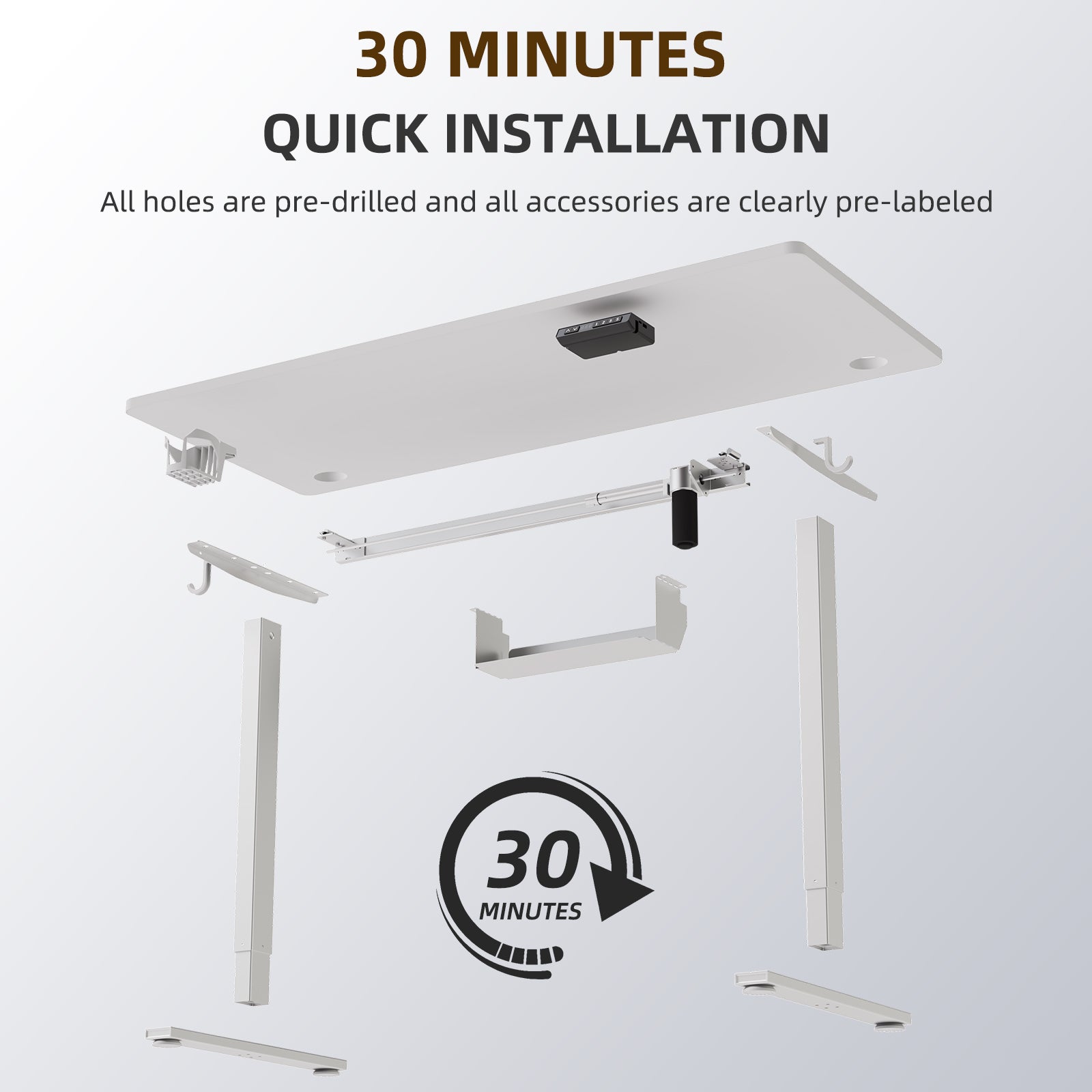 Bureau Assis-Debout Électrique, 70x140 cm, Avec Fonction Mémoire Et Anti-Collision, Ports Usb-A Et Type-C, Hauteur Réglable De 70 À 119 cm - 6