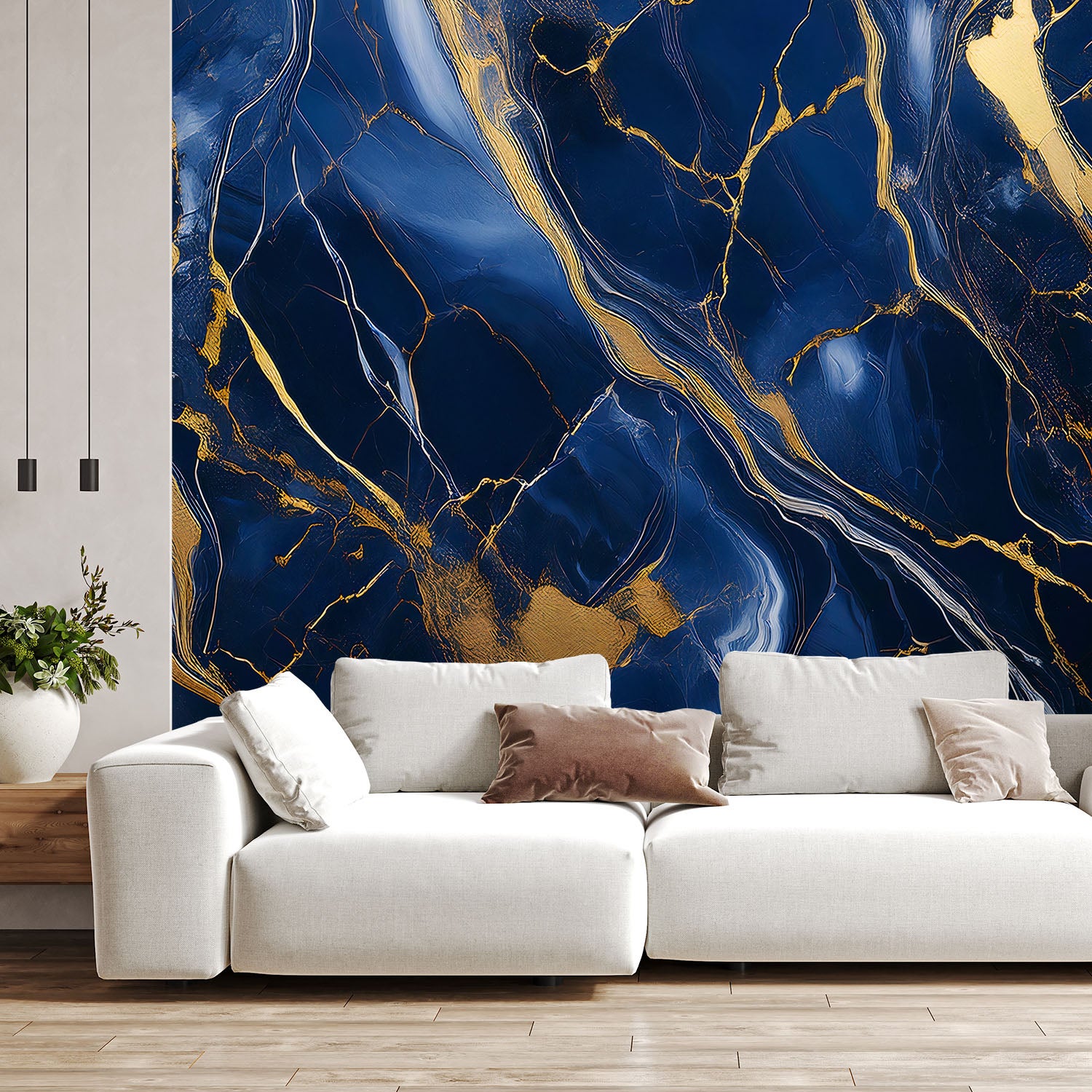 Fototapeta, Niebieski Marmur ze Złotem Lofty 350x245