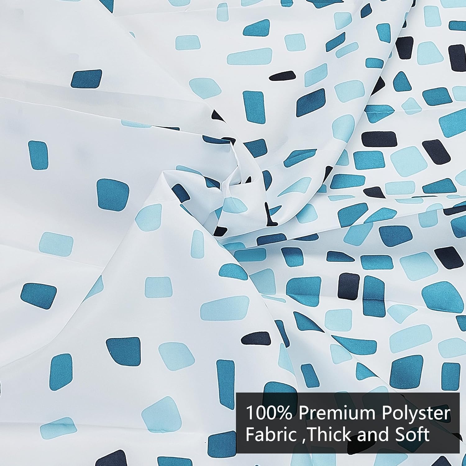 Tenda Da Doccia In Tessuto Poliestere Impermeabile Con Stampa 3D Blu, Lavabile In Lavatrice, 150x180cm Con 12 Ganci Inclusi - 5