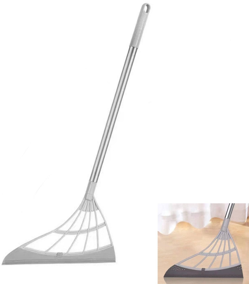 bucată, Mop/perie magică multifuncțională, Usucă ușor podelele și îndepărtează murdăria și părul, Pentru living, bucătărie, baie (gri)