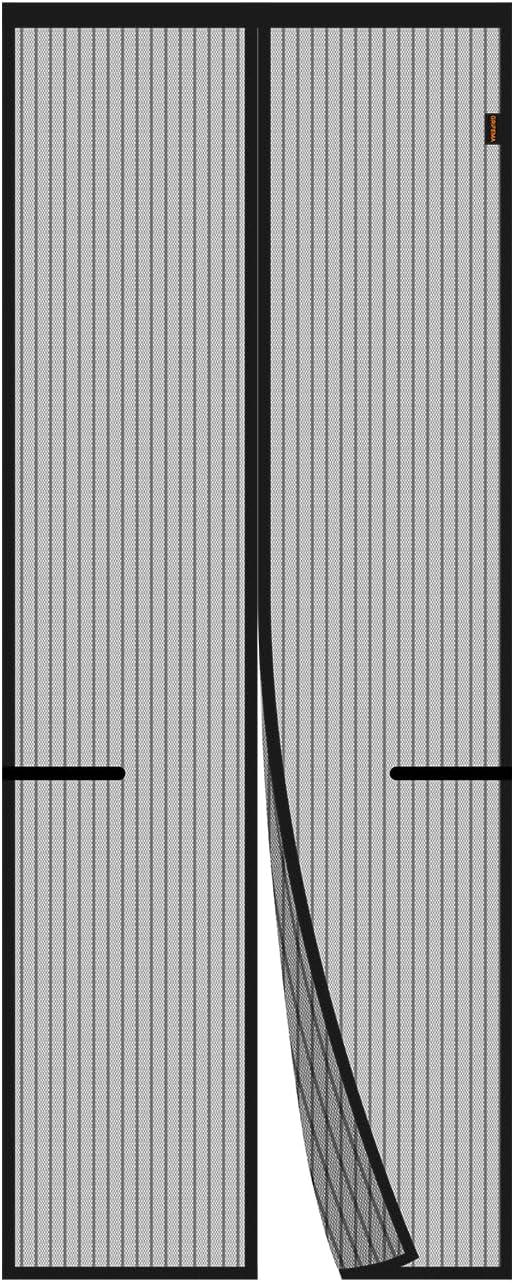 Czarna moskitiera 90×210 cm, magnetyczna moskitiera przeciw komarom do drzwi, gruba siatka przeciw owadom, z klejem, rzepem i magnesami, automatyczne