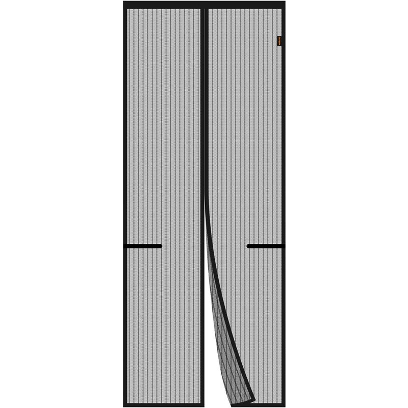 Czarna moskitiera 90×210 cm, magnetyczne moskitiery przeciw komarom do drzwi, grube zasłony przeciw owadom, z klejem, rzepem i magnesami