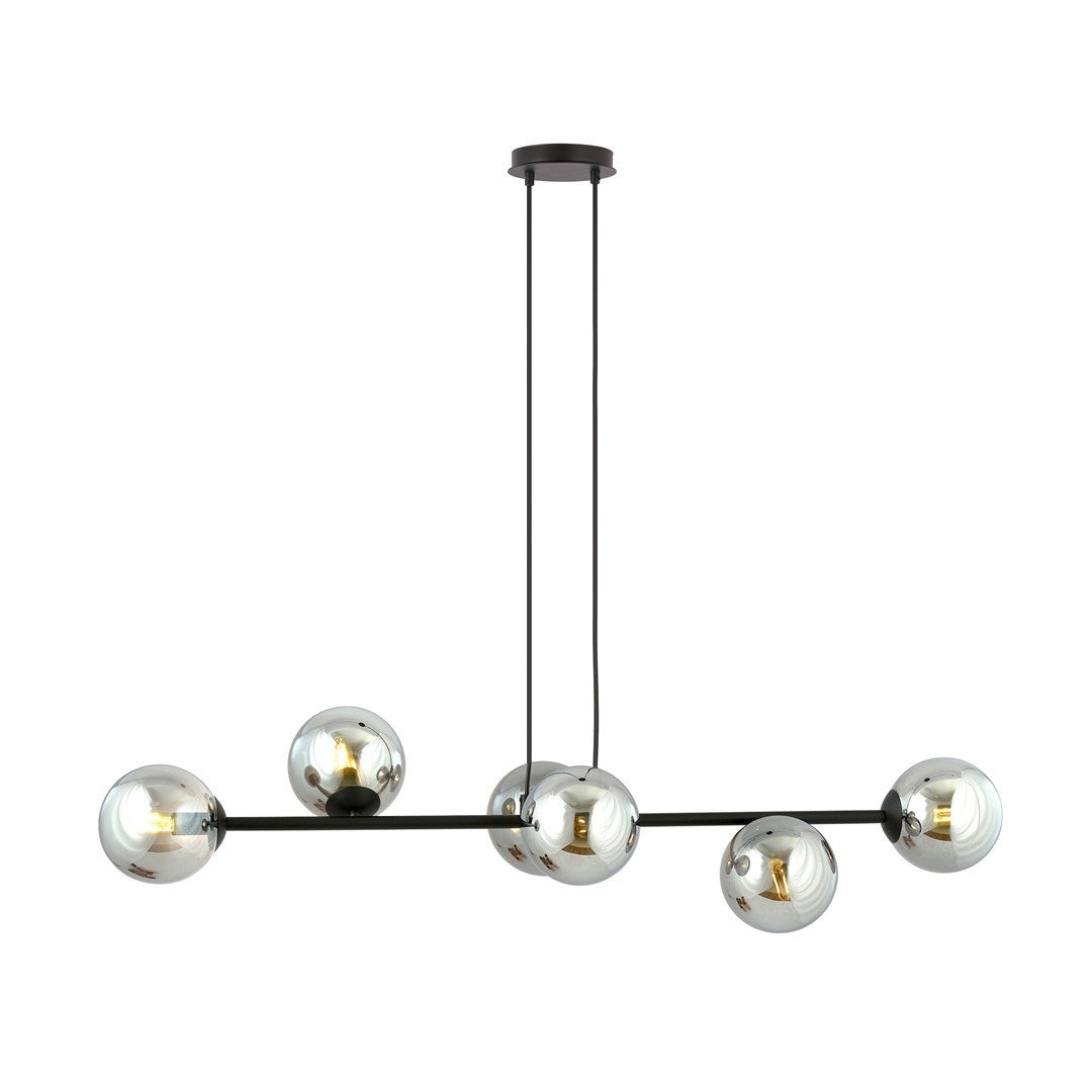 Lampa wisząca Rossi czarna 6xE14x10W wym: 100 x 110 cm szkło Emibig