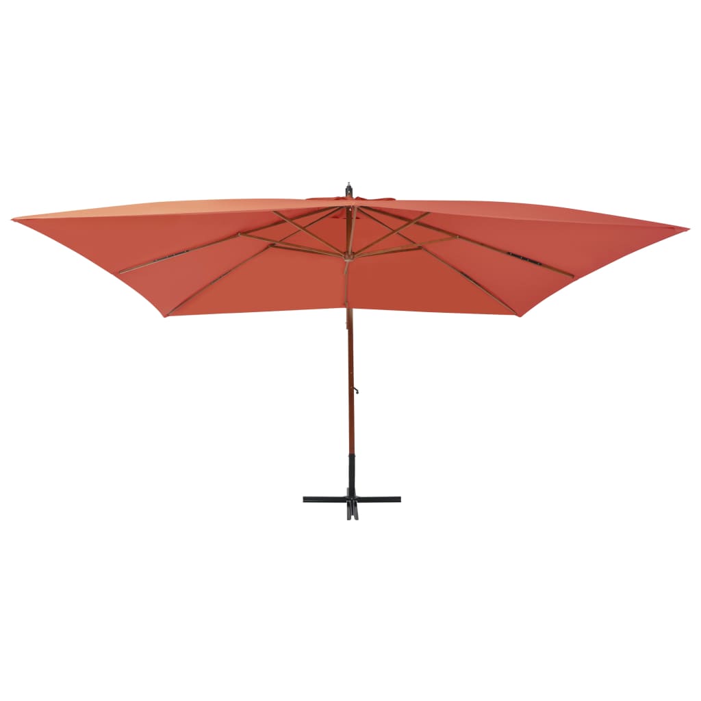 Parasol en porte-à-faux avec mât en bois 400x300 Terre cuite - 3