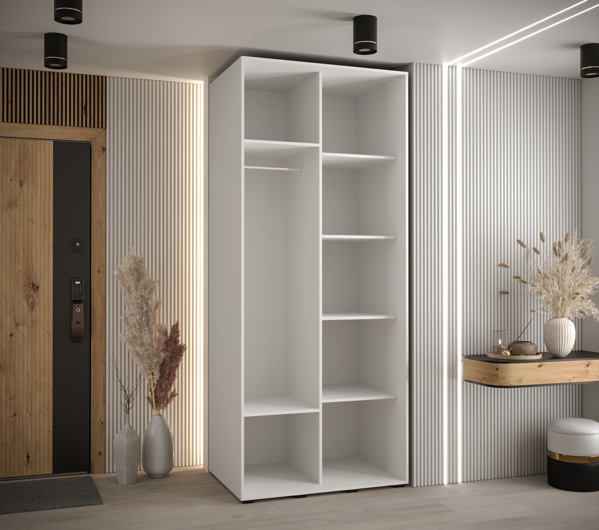 Szafa przesuwna wysoka Davos 8 120 x 60 x 235,2 cm biały + czarny + u. czarny - Abiks Meble - 3
