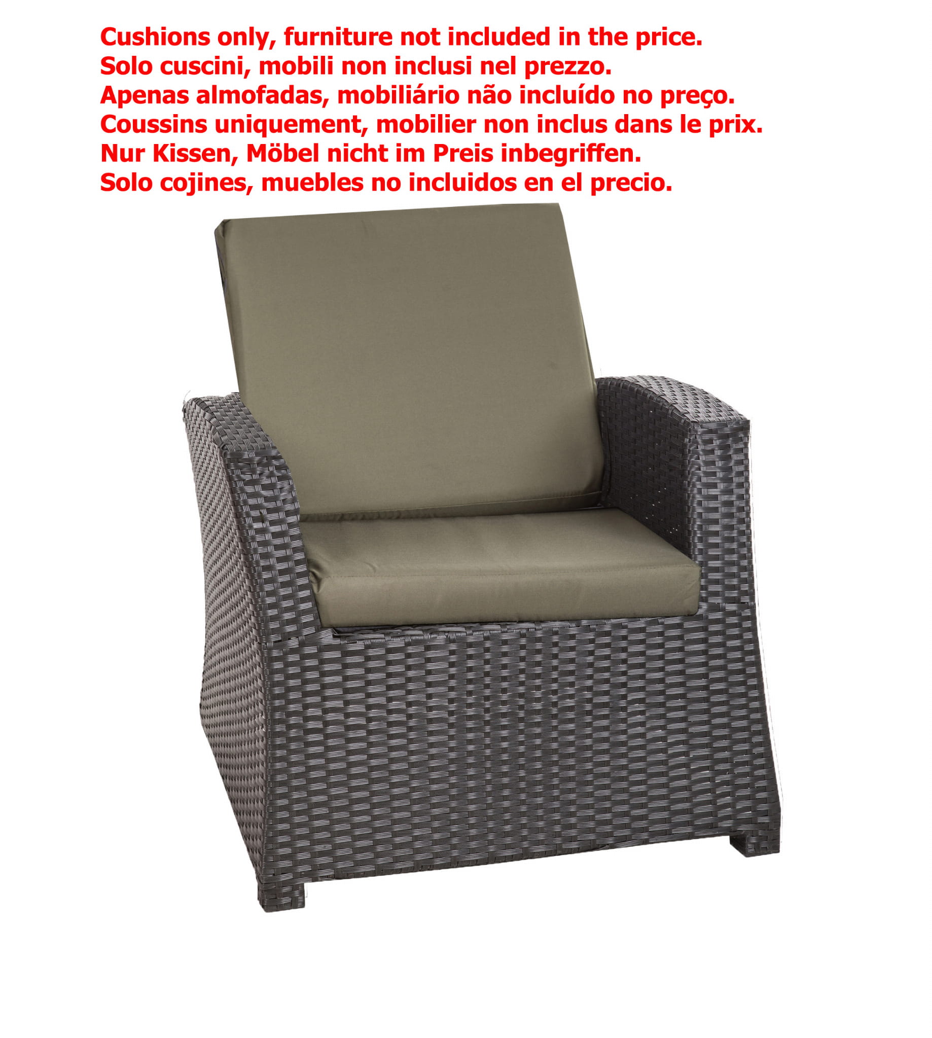 Cuscino per sedia in polyrattan 56x52x7cm Set di 4 cuscini per sedia- Cuscino per poltrona da giardino Verde/ cuscino schienale seduta per esterni - 2