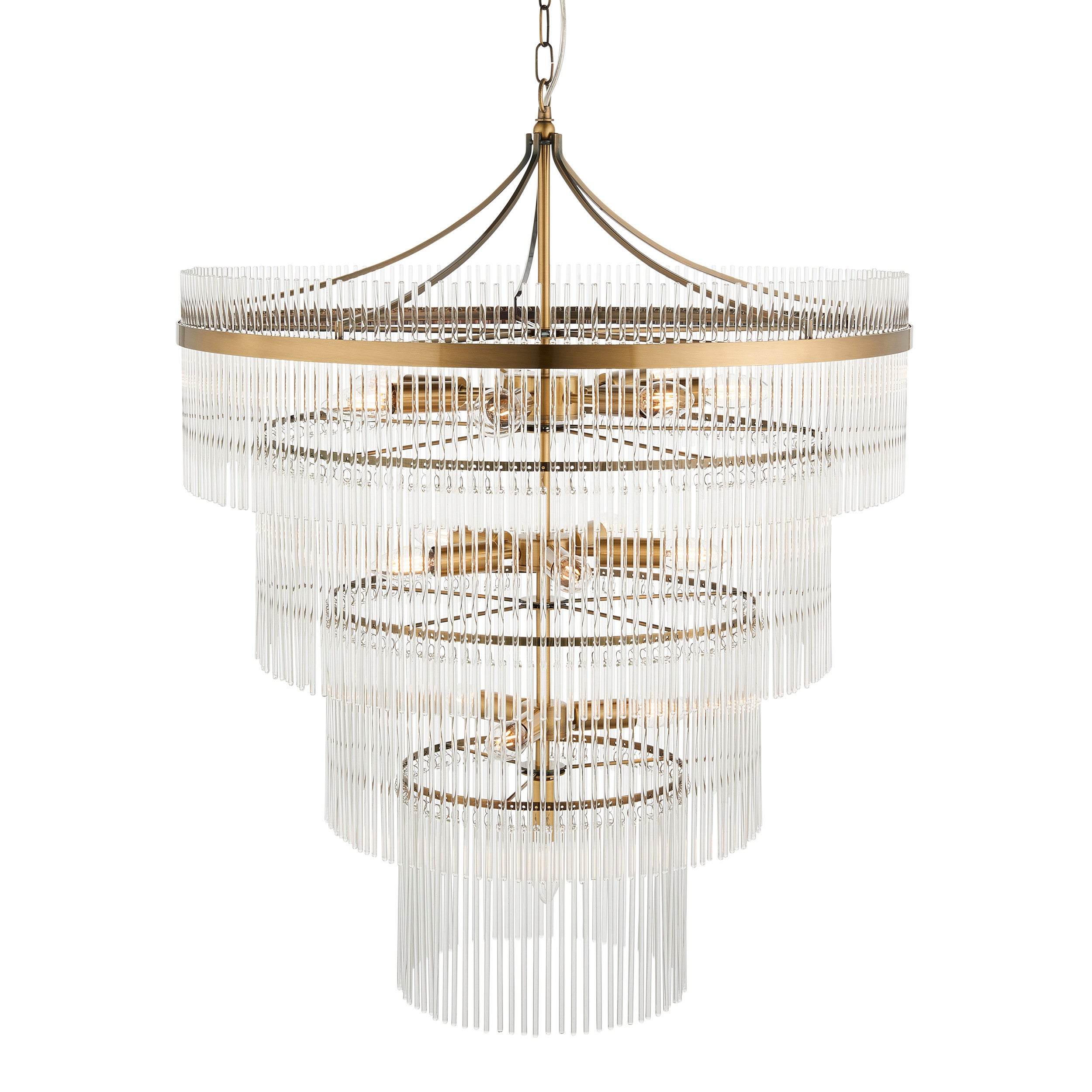 Lampa wisząca MARIETTA antyczna mosiężna 16xE14x15W szkło wym:242x70x70cm IP20 Endon