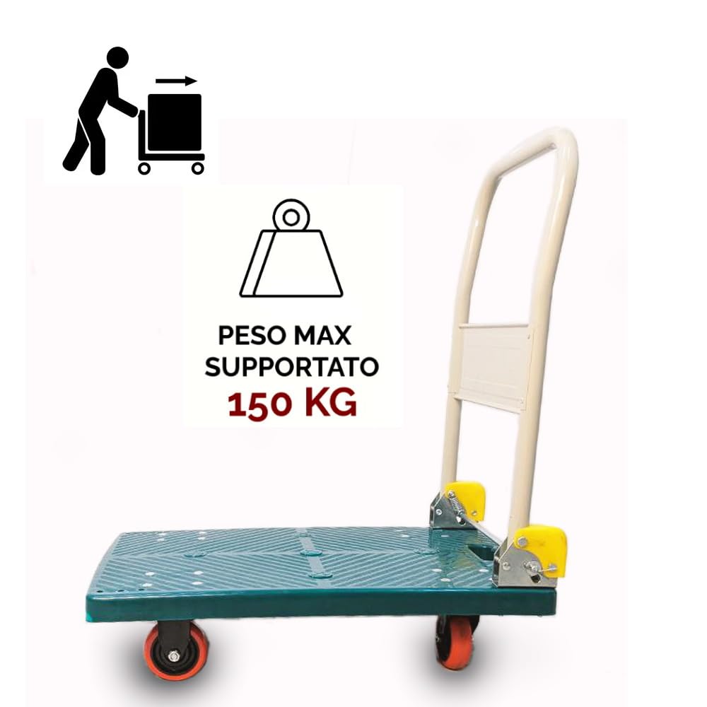 Chariot à Bagages Pliable à Plate-Forme avec roulettes pivotantes, Charge maximale 150 kg - 3