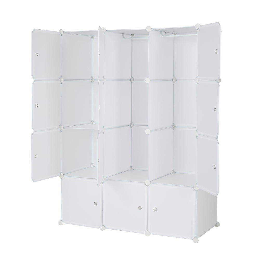 12 Cube Organisateur, Étagères de Rangement en Plastique Empilables, Étagères Modulaires avec Tige de Suspension, 105 x 45 x 140 cm - 7
