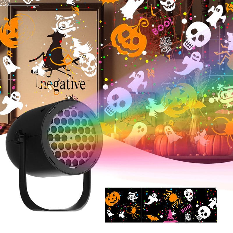 Projecteur D'Halloween à Effet Crâne Et Fantôme - Rotation 360°, 3 Modes De Lumière - Alimentation USB - Pour Jardin Et Intérieur