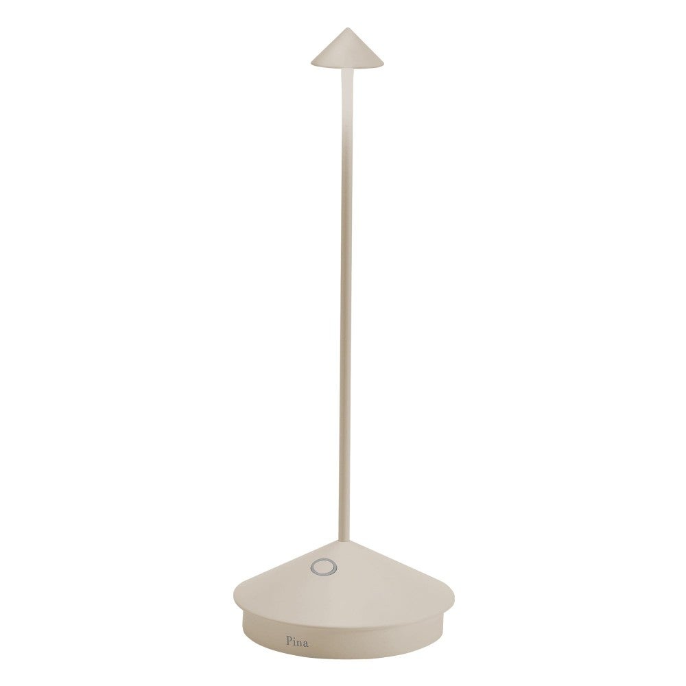 Lampa stołowa LED Pina Pro Sand, akumulatorowa i ściemnialna, bezprzewodowa, szafranowa