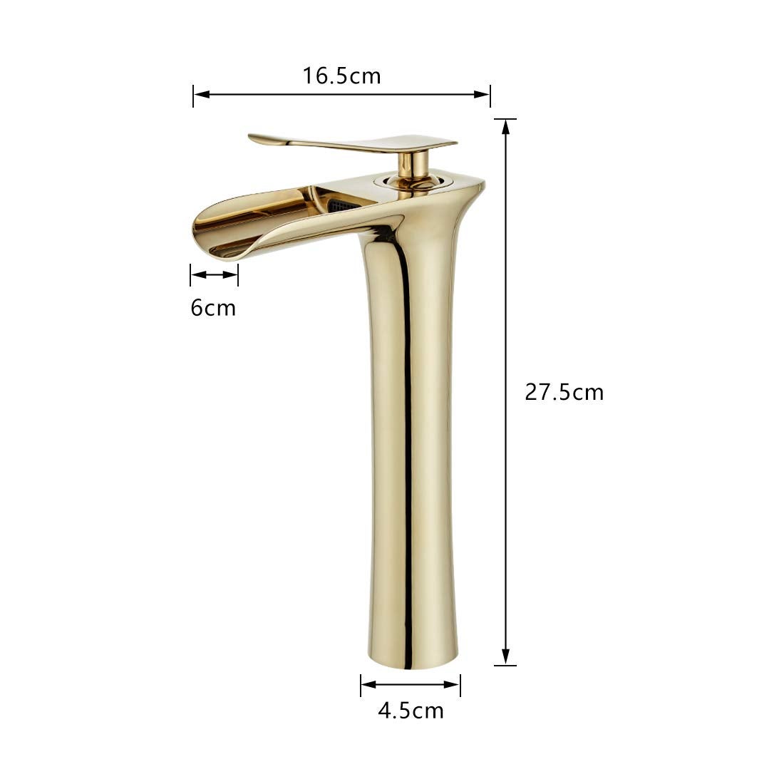 Robinet Salle Bain Cascade Robinet Lavabo Mitigeur Cascade Tobinet Haut Salle Bain Cascade Bassin Tobinet Salle de Bain Doré Robinet Lavabo Doré - 6